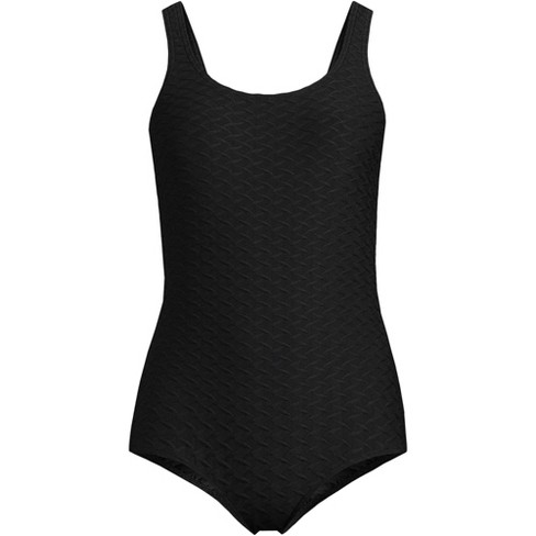 Lands' End Women's Long Texture Tugless One Piece Swimsuit - 12 - Black :  Target