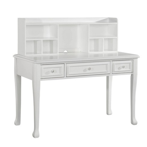 Home Office Deluxe White Wood Storage Computer Desk with Hutch - Saracina  Home