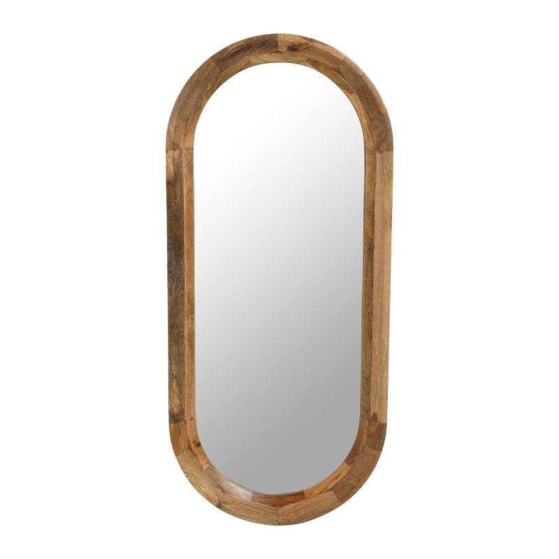 Storied Home Oval Wood Framed Wall Mirror Natural, 1 of 9