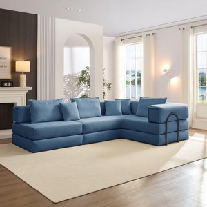 VASIP 118" Modular Sectional Sofa ,L-Shaped Oversized Corduroy Couch with 6 Pillows ,DIY Combination Sofa for Living Room, Apartment,White - 1 of 4