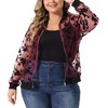 Women's Plus Size Bomber Mesh Sheer Floral Lace Long Sleeve Fashion Jackets - Agnes Orinda - 2 of 4