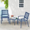 Outdoor Bistro Set 3 Piece Set - Comfortable Metal Patio Chairs And Small Table, Yellow /sage Green/peacock Blue/black Floral Back Design, Waterproof - 4 of 4