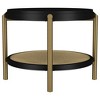 26.25" Round End Table with Dual-Tier Design and Woven Rattan Shelf, Perfect for Elegant Living Spaces - 4 of 4
