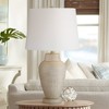 360 Lighting Rupert Rustic Farmhouse Table Lamp 24 3/4" High Beige Hammered Off White Linen Drum Shade for Bedroom Living Room Bedside Nightstand Home - 2 of 4