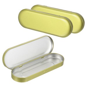 Unique Bargains Portable Rectangular Pen Makeup Brushes Metal Hinged Tins Box 3 Pcs - 1 of 4