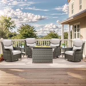 Gymojoy  Outdoor 5 Inch Swivel Chairs Glider Chairs with Fire Pit Table - 1 of 4