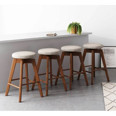 Amalia 26'' Antique Coffee and Natural Wheat Swivel Counter Stools