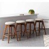 Nathan James Set of 4 Amalia Swivel Counter Height Barstool Beige/Medium Brown - 2 of 4