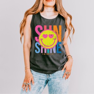 Simply Sage Market S.W.Smiley Sunshine Neon Garment Dyed Tank - 1 of 2