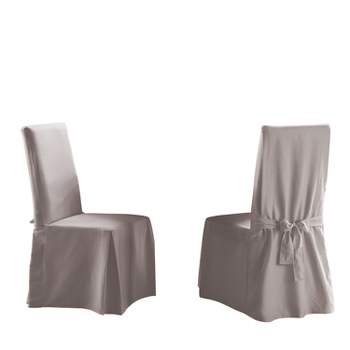 Cotton Duck Long Dining Room Chair Slipcover - Sure Fit