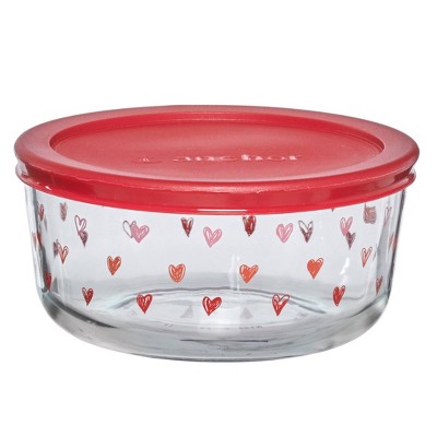 Anchor 4c Glass Hearts Food Storage Container