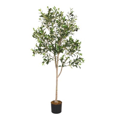 NAYSAYE Planters 150cm Removable Artificial Olive Tree Faux Greenery for Indoor Outdoor Garden, Green, 19.7"*19.7"*59"