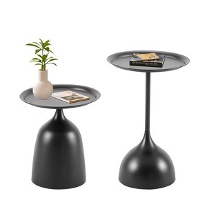 HDZNVF Set of 2 Side Table Black - 1 of 4