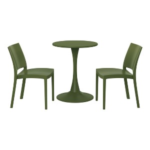 WestinTrends Playa 3-Piece Outdoor Round Metal Patio Dining Table Set With Stackable Patio Dining Side Chairs - 1 of 4
