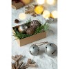 Gulches 4 in Brown Shatterproof Mango Wood Christmas Ball Ornaments with Jute Hanger 4-Pack - 3 of 4