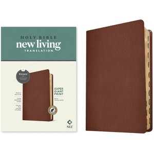 NLT Super Giant Print Bible, Filament Enabled (Genuine Leather, Brown, Indexed) - (Leather Bound) - 1 of 1