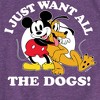 Girls' - Disney - Mickey Pluto Just Want All Dogs Fitted Short Sleeve Graphic T-Shirt - 2 of 4