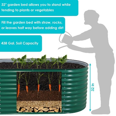 Large Green Galvalume Steel Raised Garden Bed - 79" x 32"