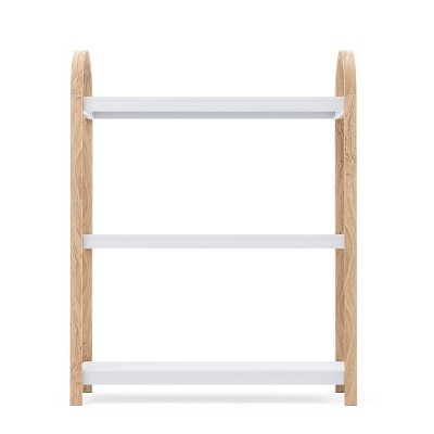 White and Natural Wood 3-Tier Freestanding Shelf