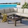 4 Piece L-Shaped Wood Patio Furniture Set,Wood Garden Sectional Sofa Set with Side Table,Outdoor Patio Conversation Sets with Cushions-Coolbibila - 3 of 4