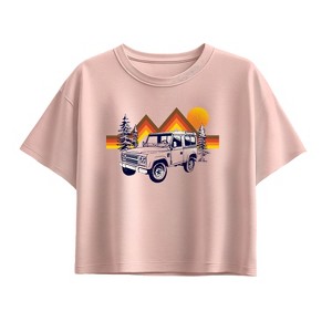 Girls' - Instant Message - Off Road Vehicle Stripes Short Sleeve Boxy Graphic T-Shirt - 1 of 3