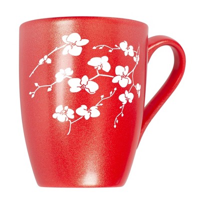 Elanze Designs Botanical Floral Nature Coffee Cup Mug 10 Ounce Ceramic With Shimmery Metallic Finish Elegant Minimalist Orchid Flower Silhouette
