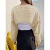 Women's Knitted Crop Top Long Sleeve Hollow Out Shrug Sweater  Knit Cover Up Tops - 4 of 4