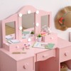 Kids Vanity Table with Chair, Girls Vanity with Tri-Folding Mirror - image 4 of 4