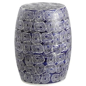 Lorey Garden Stool - ACS4580 - Indoor/Outdoor - Blue/White - Safavieh - 1 of 2