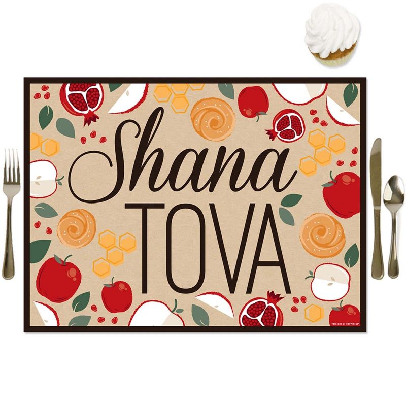 Big Dot of Happiness Rosh Hashanah - Party Table Decorations - New Year Placemats - Set of 16, 1 of 7