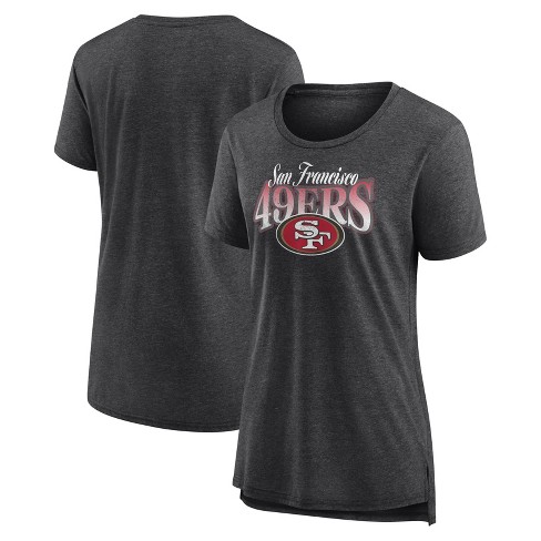 Nfl San Francisco 49ers Women s Heather Short Sleeve Scoop Neck Tri blend T shirt Target