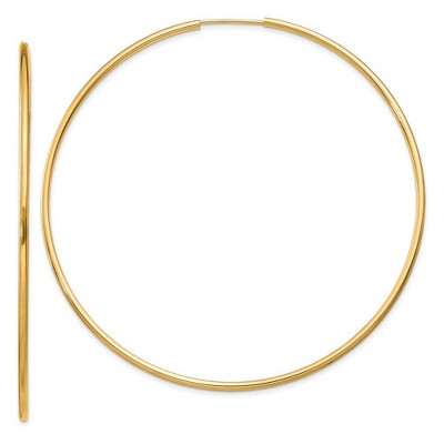 Black Bow Jewelry 1.5mm x 64mm 14k Yellow Gold Polished Round Endless Hoop Earrings