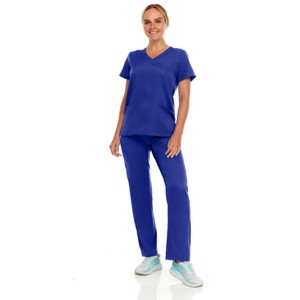 Hey Collection Women Scrubs Set 4-Way Stretch Mock Neck Top with Straight Leg Scrub Pants with Four Pockets - 1 of 4
