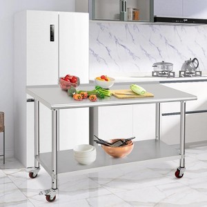 Stainless Steel Work Table, NSF Commercial Grade, Adjustable Shelf, Silver - 1 of 4
