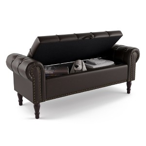 Arceso Storage Bench,50” Queen Linen Tufted Button End of Bed Bench, Upholstered Bedroom Bench,Ottoman Bench for End of Bed Living Room, Entryway - 1 of 4