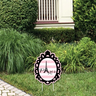 Big Dot of Happiness Paris, Ooh La La - Outdoor Lawn Sign - Paris Themed Baby Shower or Birthday Party Yard Sign - 1 Piece