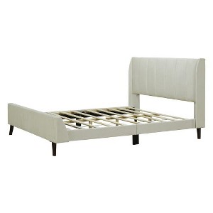 Queen-Size Velvet Upholstered Platform Bed with Stylish Finish - 1 of 4