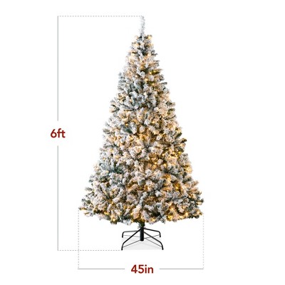 Winter Whisper 6ft Pre-Lit Snow Flocked Pine Christmas Tree with Warm White Lights