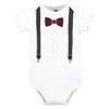 Hudson Baby Infant Boy Cotton Bodysuit, Pant and Shoe Set, Burgundy Black Bow Tie - 4 of 4
