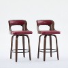 SEYNAR PU Leather 360 Degree Swivel Open Back Bar Stools Wood Legs Set of 4 - 3 of 4