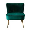 WestinTrends Phoebe Upholstered Tufted Velvet Accent Chair With Metal Leg - 3 of 4