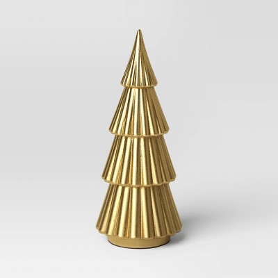 Image of 12" Metallic Christmas Tree Sculpture - Wondershop™ Gold