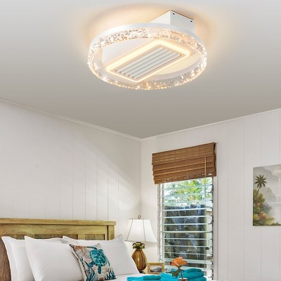 Modern Ceiling Fan With Light Flush Mount Reversible 6 Speeds Vaneless Fan Dining Room Lighting Furniture
