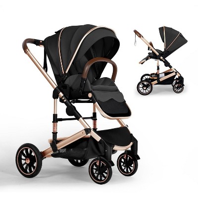 Kinder King Roc 1 Reversible Folding Baby Stroller, High Landscape, Adjustable Canopy, Anti-Shock, 5-Point Harness, Cup Holder