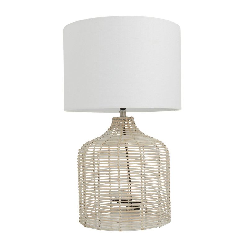 Coastal Rattan Table Lamp with Drum Shade Beige - Olivia &#38; May, 1 of 8