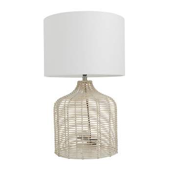 Coastal Rattan Table Lamp with Drum Shade Beige - Olivia & May