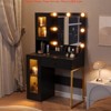 Bedroom Makeup Vanity Desk w/ Mirror and Lights, Vanity Table w/ Charging Station, RGB Lights Wood Dressing Table - 3 of 4