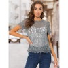 Allegra K Women's Lace Floral Scalloped Trim Short Sleeve Semi Sheer Top - 2 of 4