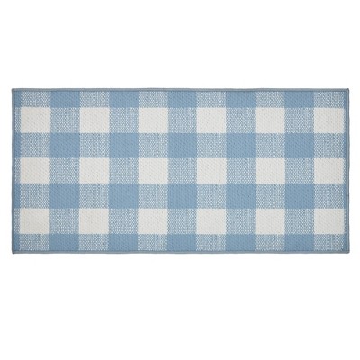 Annie Buffalo Check Blue Polyester Rug Rect 17x36 VHC Brands