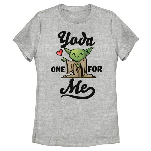 Women's Star Wars Valentine's Day Yoda One for Me Cartoon T-Shirt - 1 of 4